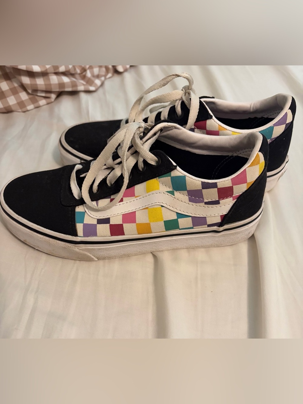 Vans Old Skool Multicolor Checkerboard Sneakers Women’s 7 Black Skate Shoes